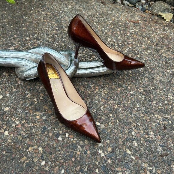 Cole Haan Fiona Low Air Dark Amber Patent Leather High Heel Pumps Size 10AA - Picture 7 of 11